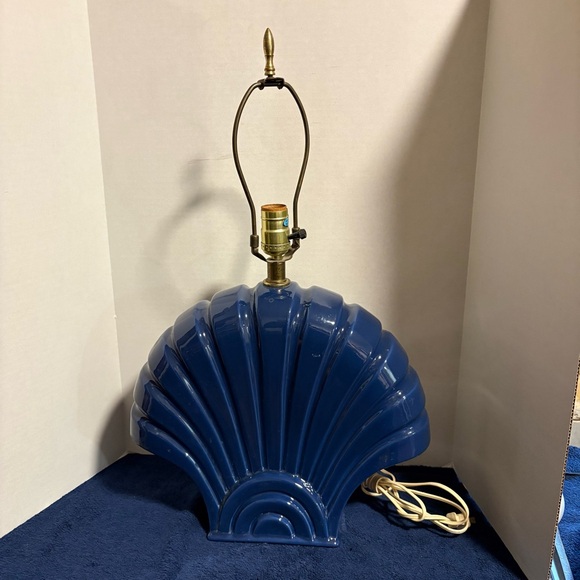 MCM Other - Vintage 70’s 80’s MCM Blue Ceramic Clam Shell Lamp Art Deco Revival Seashell